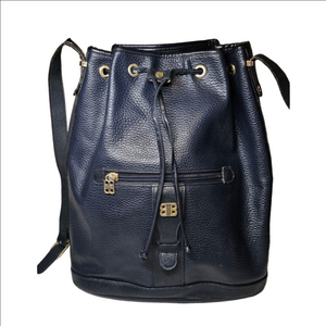Vintage Balenciaga Navy Leather Bucket Bag – Made in Italy